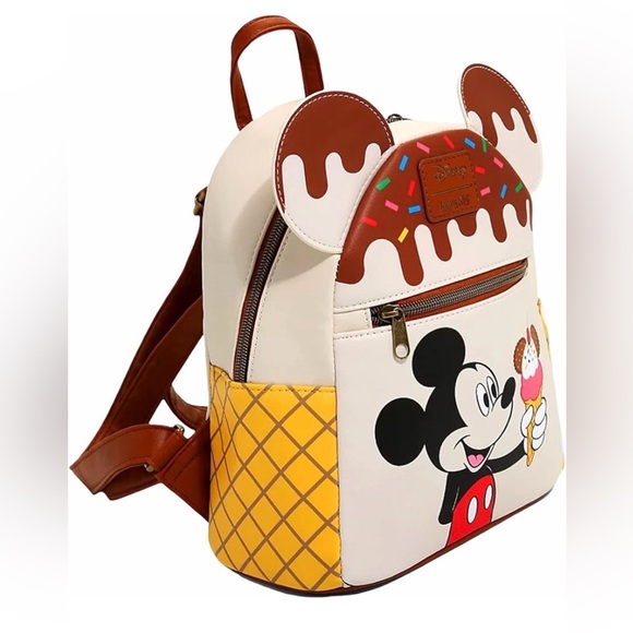 Loungefly Disney Mickey Mouse Ice Cream Mini Backpack bag purse - Picture 2 of 8
